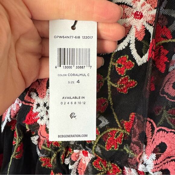 New BCBGeneration One Shoulder Embroidered Mini Dress Size 4 - Picture 8 of 12